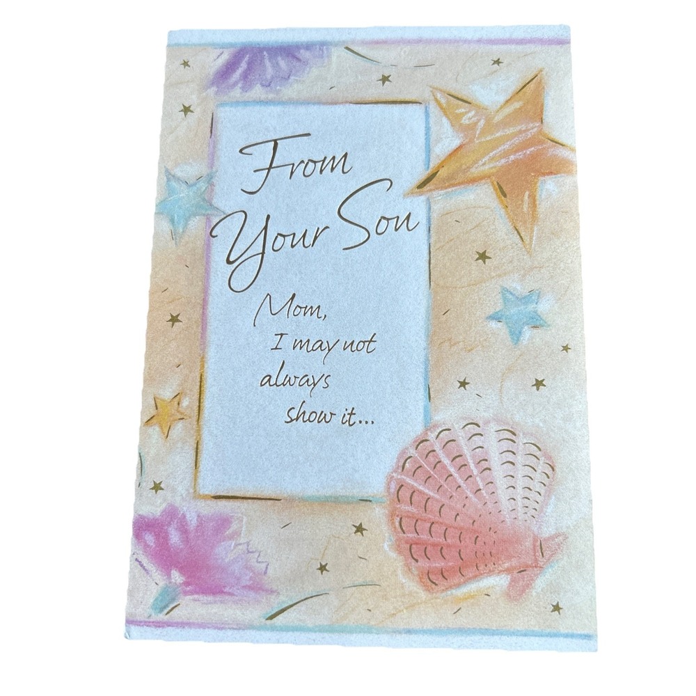 Mothers Day Card From Son Hallmark I Love You Beach Seashell Vintage